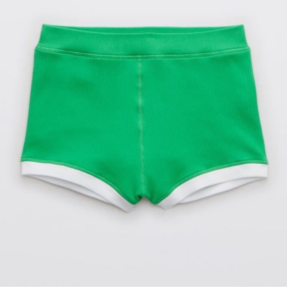 Aerie High Waist Shorts - Green and White